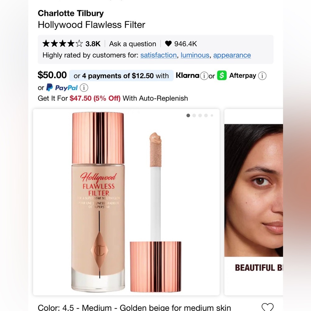 NWT Charlotte Tilbury Flawless Filter 4.5